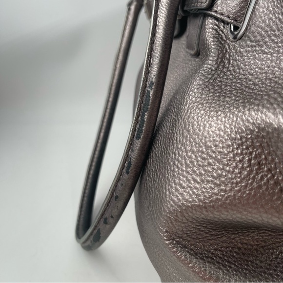 Michael Kors Hamilton Weekender Extra Large Gorgeous Pewter Pebbled Leather Bag - Picture 8 of 16